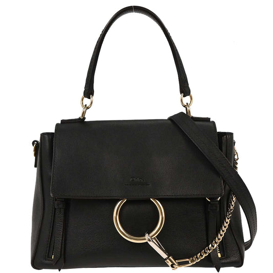 Chloe Black Leather Faye Day 2way Shoulder Handbag