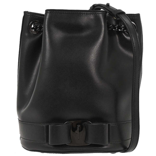 Salvatore Ferragamo Black Vara Bow Drawstring Shoulder Bag