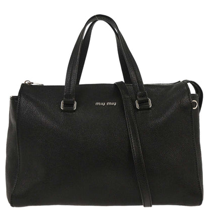 Miu Miu Black Leather 2way Shoulder Tote Handbag