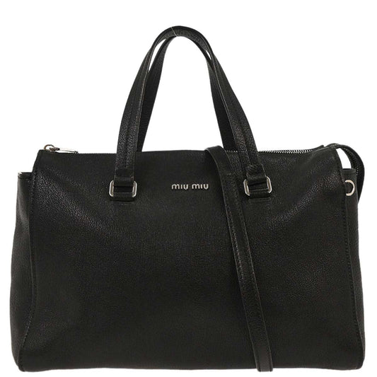 Miu Miu Black Leather 2way Shoulder Tote Handbag