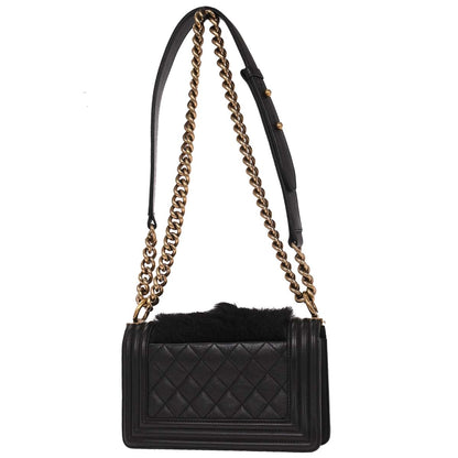 Boy Chanel 2015-2016* Black Goat Hair Small Chain Shoulder Bag