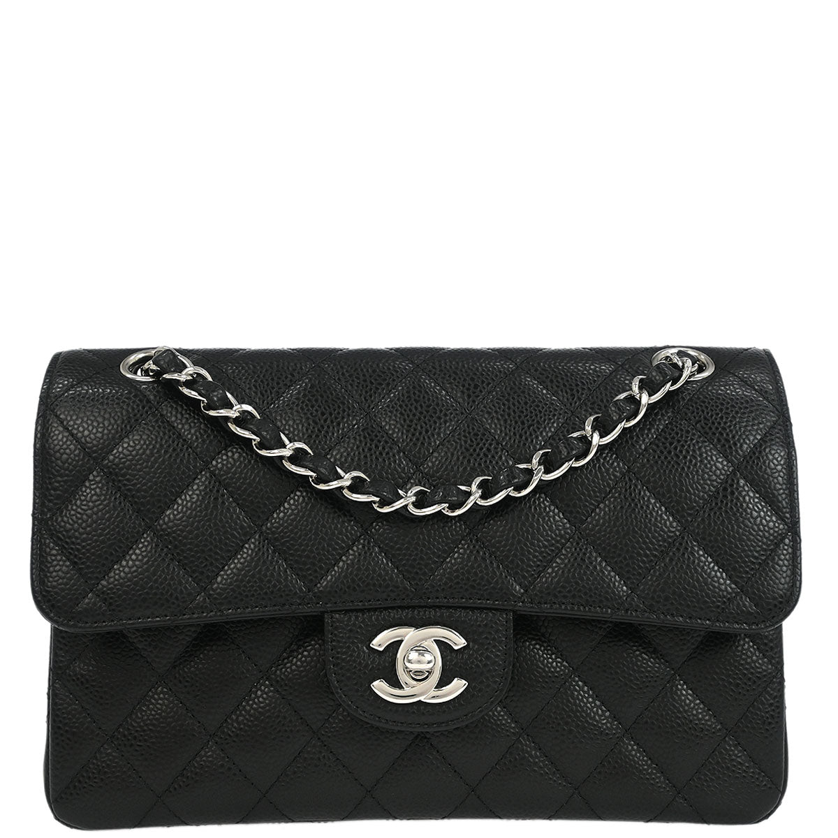 Chanel 2012 Black Caviar Small Classic Double Flap Shoulder Bag