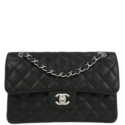 Chanel 2012 Black Caviar Small Classic Double Flap Shoulder Bag