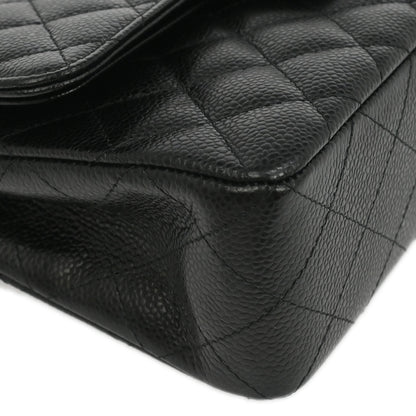 Chanel 2012 Black Caviar Small Classic Double Flap Shoulder Bag
