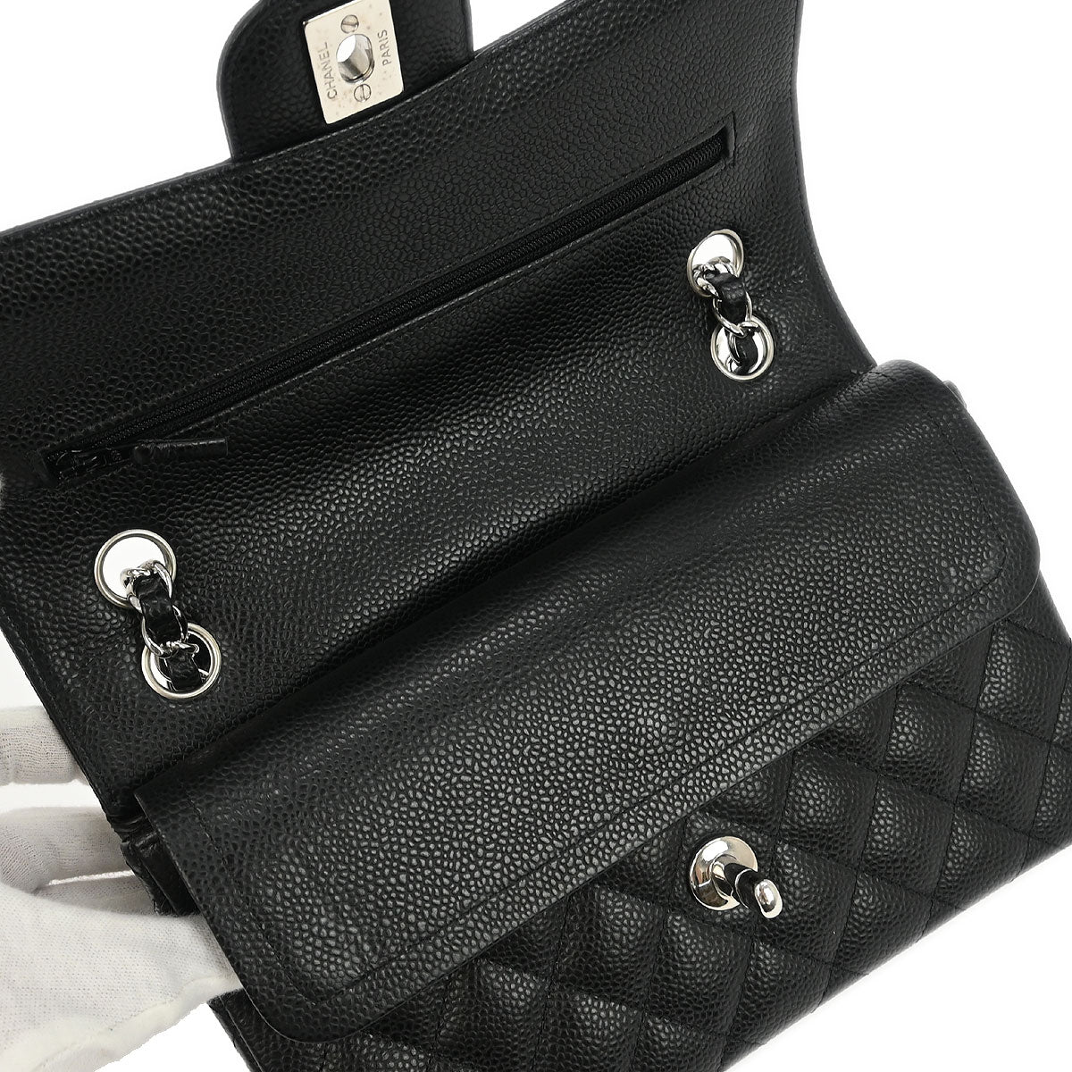 Chanel 2012 Black Caviar Small Classic Double Flap Shoulder Bag