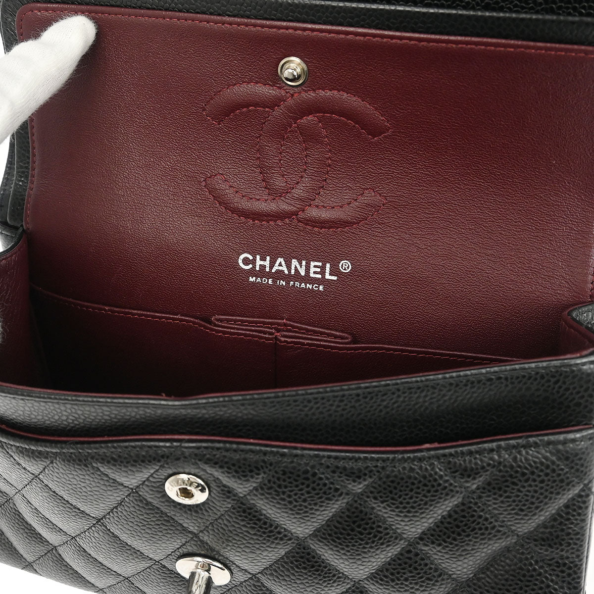 Chanel 2012 Black Caviar Small Classic Double Flap Shoulder Bag