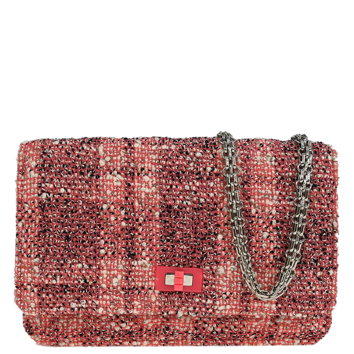 Chanel 2019 Pink Tweed Mademoiselle Lock Classic WOC Wallet On Chain