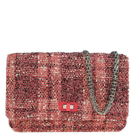 Chanel 2019 Pink Tweed Mademoiselle Lock Classic WOC Wallet On Chain
