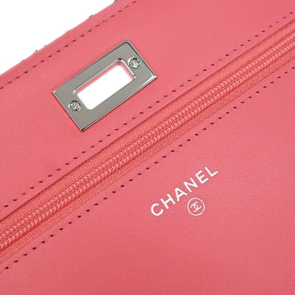 Chanel 2019 Pink Tweed Mademoiselle Lock Classic WOC Wallet On Chain