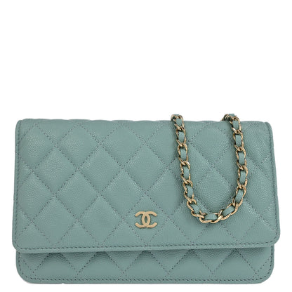 Chanel 2019 Light Blue Caviar Classic WOC Wallet On Chain
