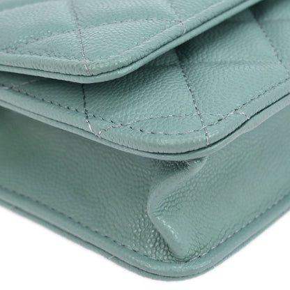Chanel 2019 Light Blue Caviar Classic WOC Wallet On Chain