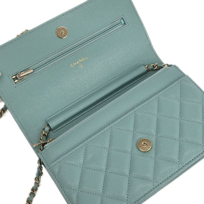 Chanel 2019 Light Blue Caviar Classic WOC Wallet On Chain