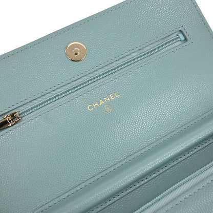 Chanel 2019 Light Blue Caviar Classic WOC Wallet On Chain