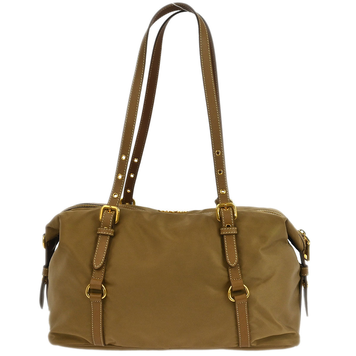 Prada Beige Nylon Logo Jacquard Shoulder Bag