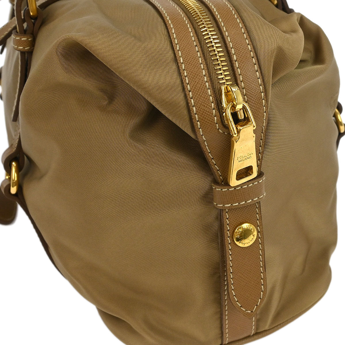 Prada Beige Nylon Logo Jacquard Shoulder Bag