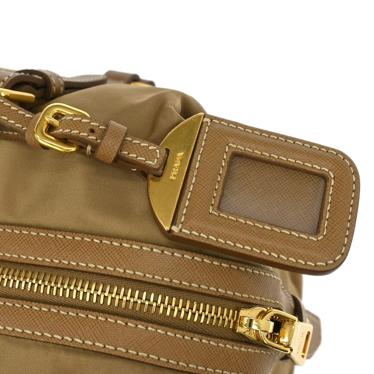 Prada Beige Nylon Logo Jacquard Shoulder Bag