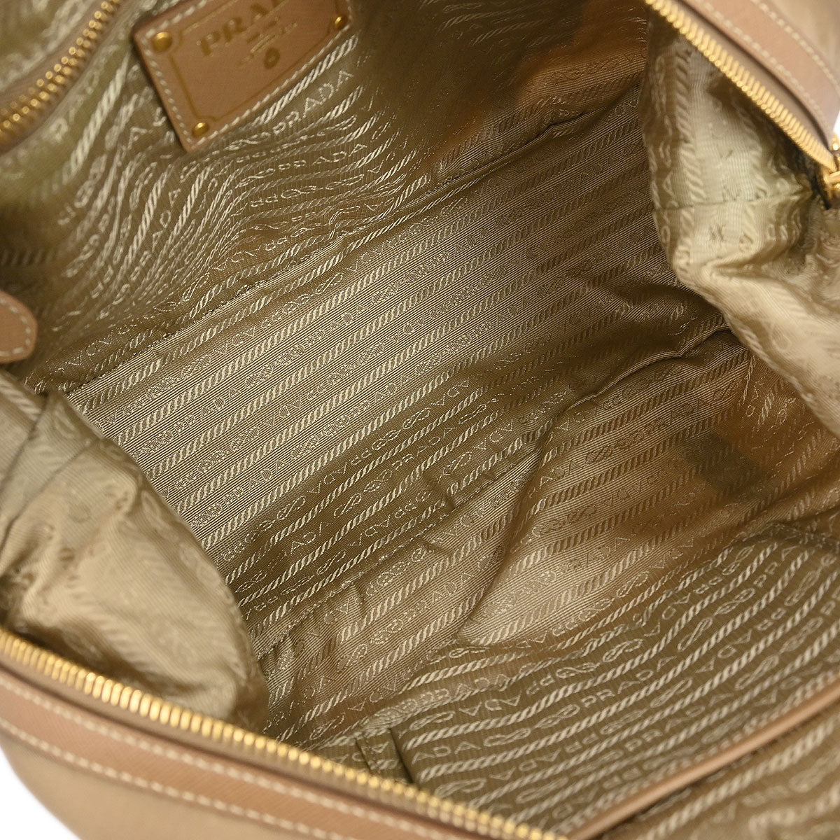 Prada Beige Nylon Logo Jacquard Shoulder Bag