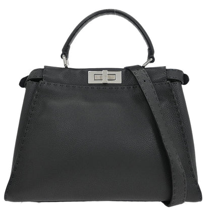 Fendi Gray Leather Peekaboo 2way Shoulder Handbag