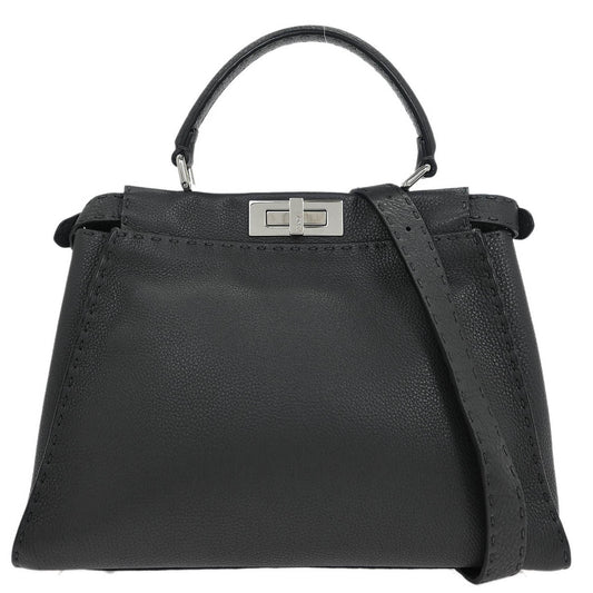 Fendi Gray Leather Peekaboo 2way Shoulder Handbag