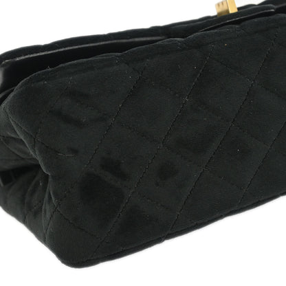 Chanel 2019 Black Velvet 2.55 Small Classic Double Flap Shoulder Bag