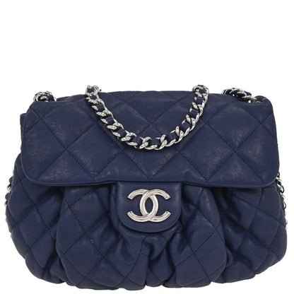 Chanel 2013-2014 Blue Calfskin Chain Around Shoulder Bag