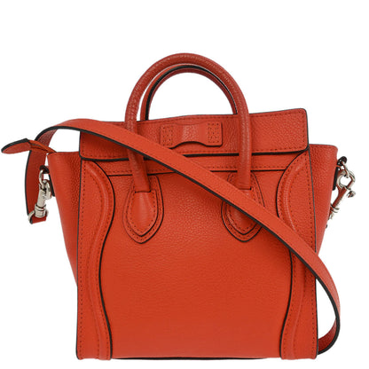 Celine Red Leather Nano Luggage Tote Bag