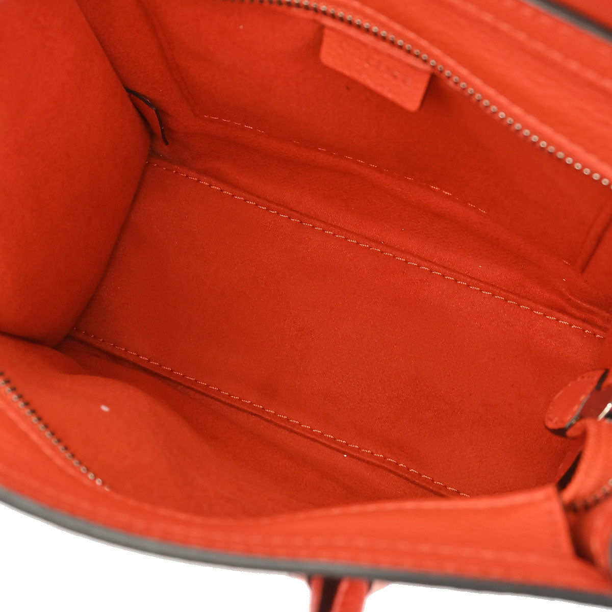 Celine Red Leather Nano Luggage Tote Bag