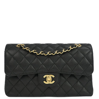 Chanel 2019 Black Caviar Small Classic Double Flap Shoulder Bag