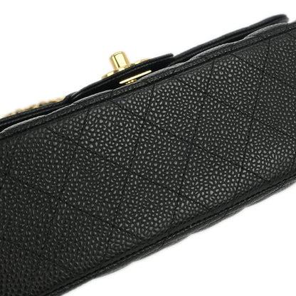 Chanel 2019 Black Caviar Small Classic Double Flap Shoulder Bag