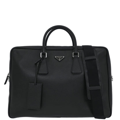 Prada Black Leather Travel Handbag