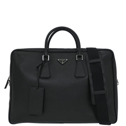 Prada Black Leather Travel Handbag