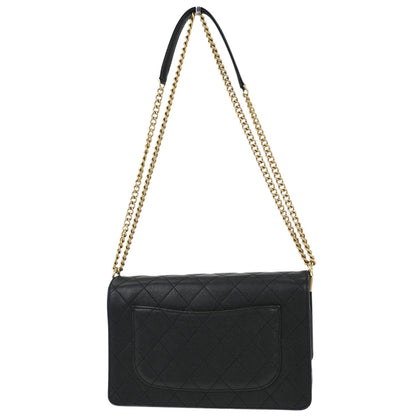 Chanel 2018-2019 Black Caviar Suede Coco Flap Shoulder Bag