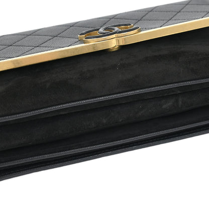 Chanel 2018-2019 Black Caviar Suede Coco Flap Shoulder Bag