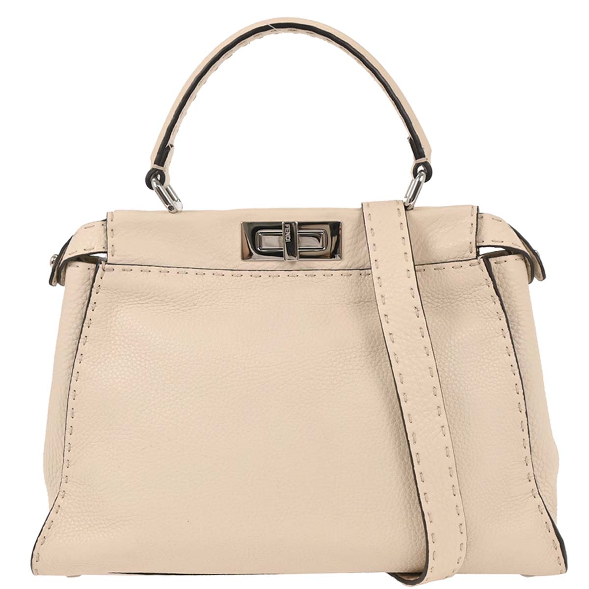 Fendi Ivory Leather Peekaboo 2way Shoulder Handbag