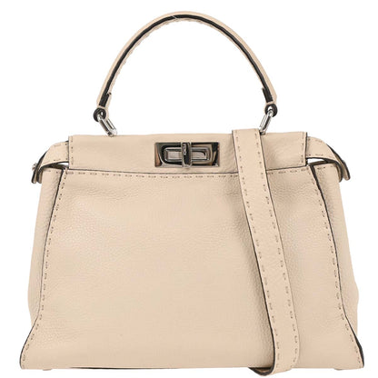 Fendi Ivory Leather Peekaboo 2way Shoulder Handbag