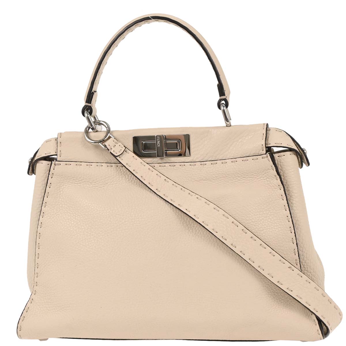 Fendi Ivory Leather Peekaboo 2way Shoulder Handbag