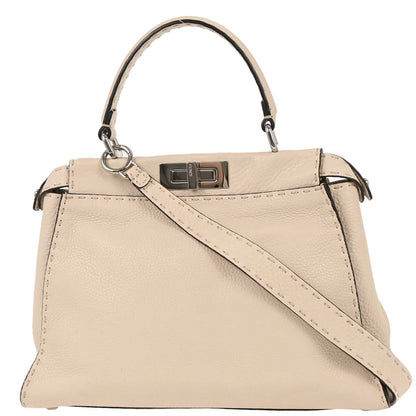 Fendi Ivory Leather Peekaboo 2way Shoulder Handbag