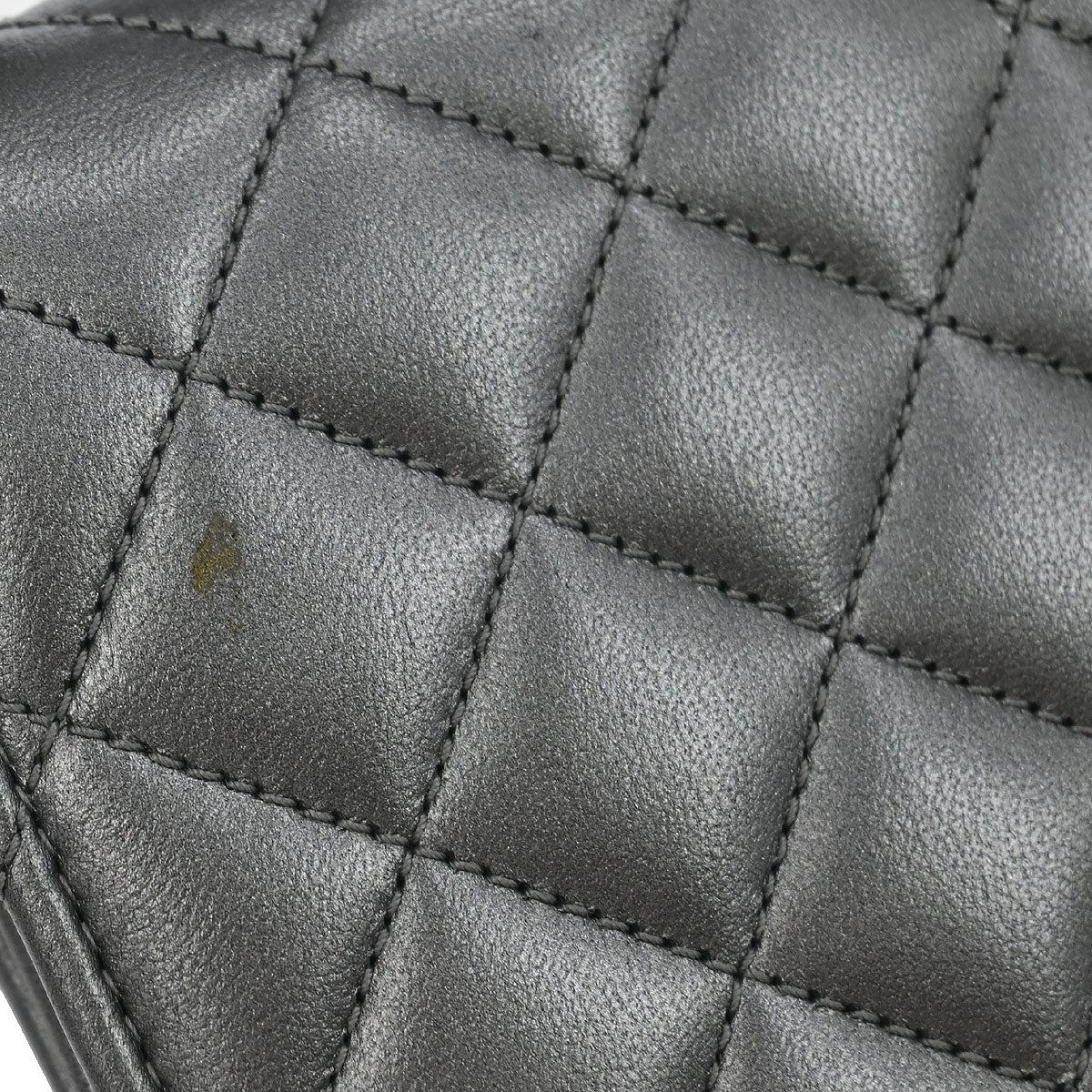 Chanel 2014 Silver Lambskin Long Wallet