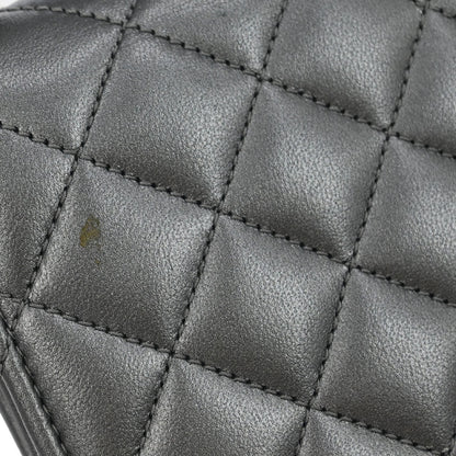Chanel 2014 Silver Lambskin Long Wallet