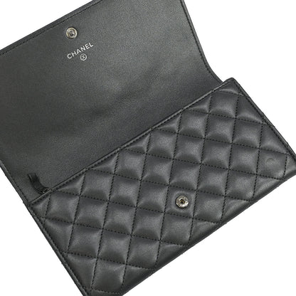 Chanel 2014 Silver Lambskin Long Wallet