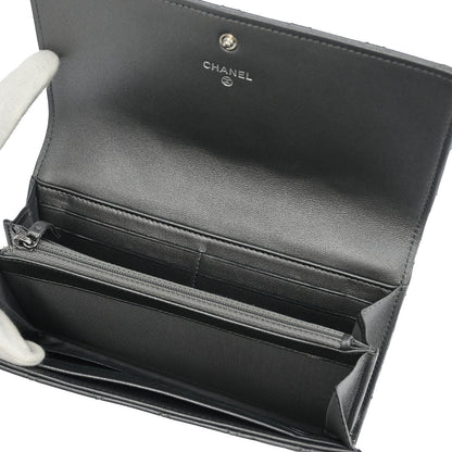 Chanel 2014 Silver Lambskin Long Wallet