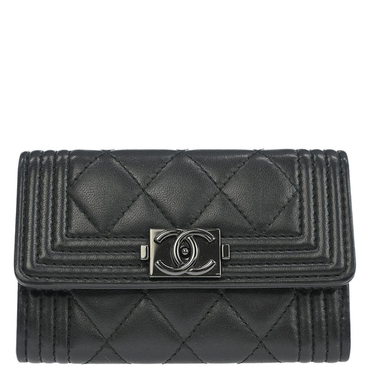 Boy Chanel 2017-2018 Black Lambskin Cardholder