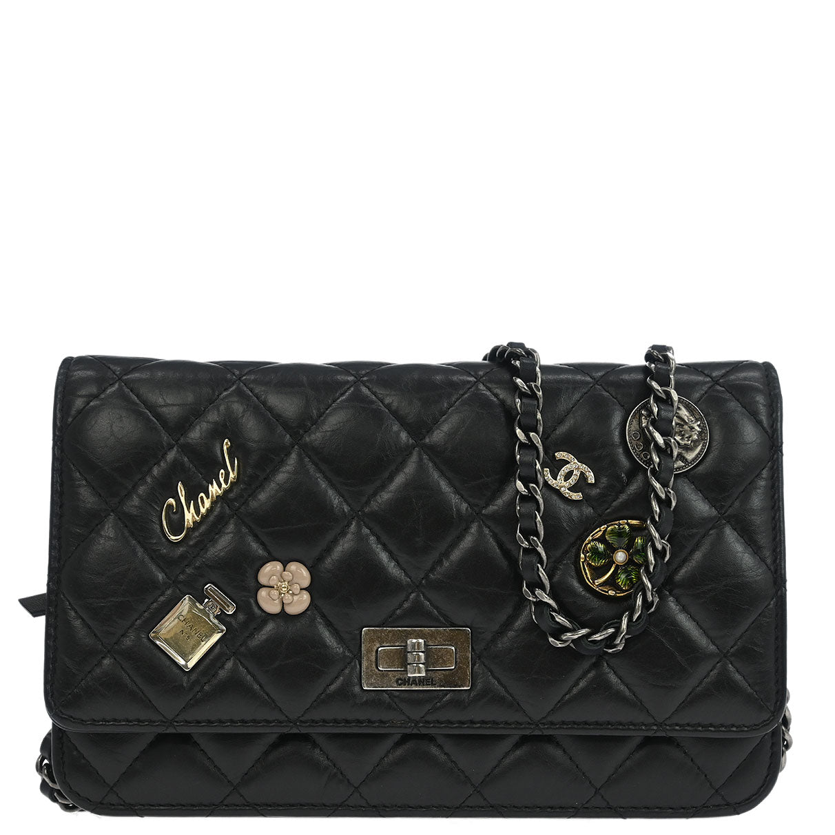 Chanel 2015-2016 Calfskin Mademoiselle Lock Icon WOC Wallet on Chain Shoulder Bag