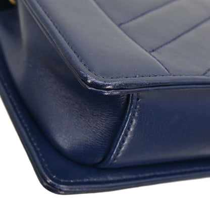 Chanel 2017-2018 Navy Lambskin Chevron Shoulder Bag