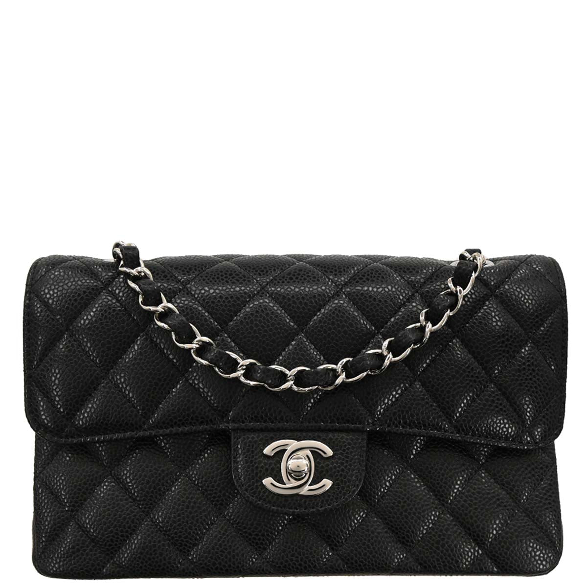Chanel 2019 Black Caviar Small Classic Double Flap Shoulder Bag