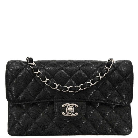 Chanel 2019 Black Caviar Small Classic Double Flap Shoulder Bag