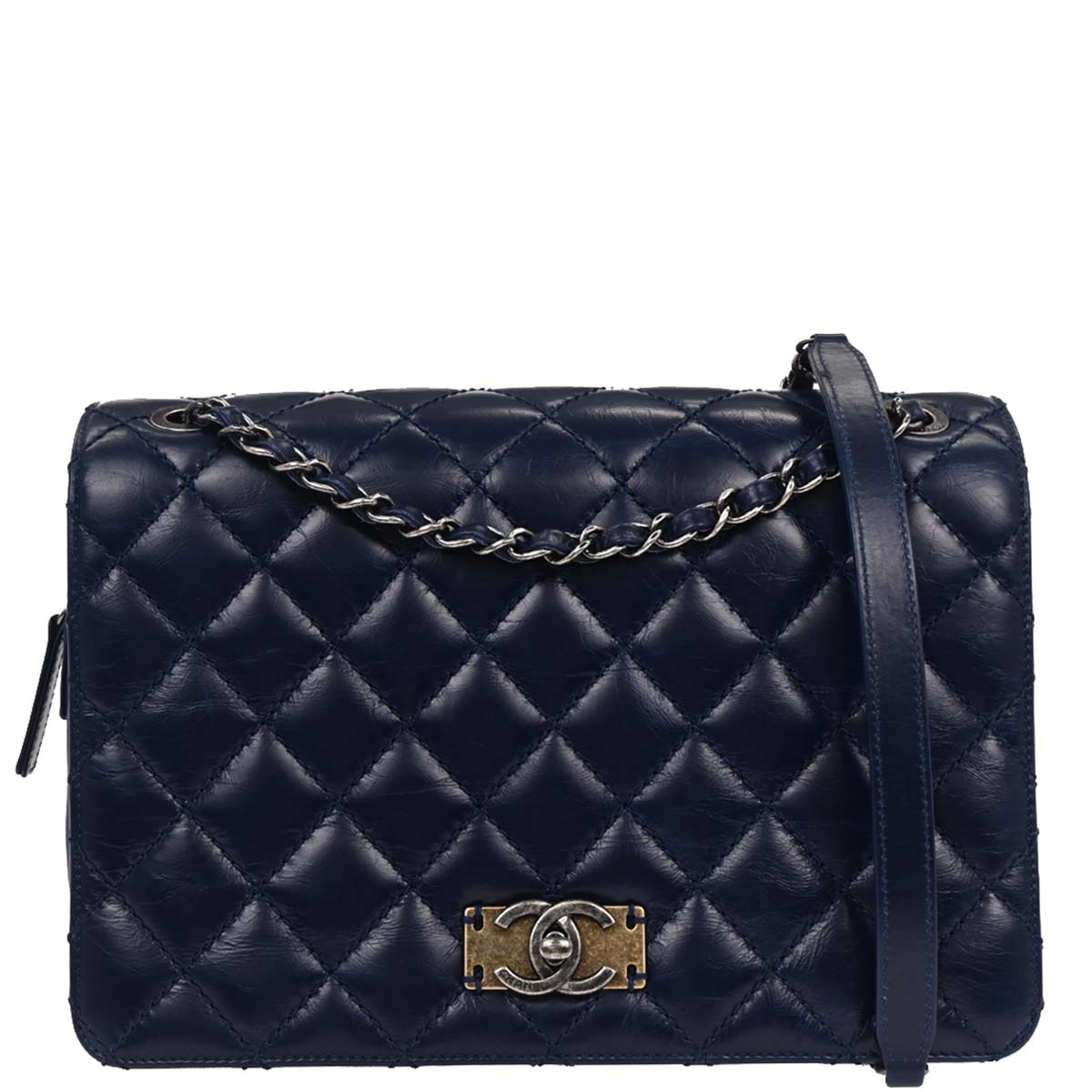 Chanel 2016-2017 Navy Calfskin Day Trip Flap Bag