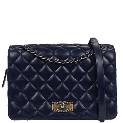 Chanel 2016-2017 Navy Calfskin Day Trip Flap Bag