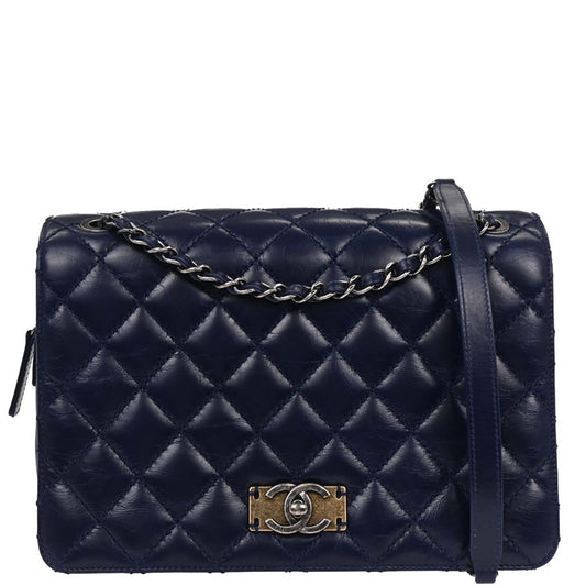 Chanel 2016-2017 Navy Calfskin Day Trip Flap Bag