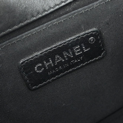 Boy Chanel 2017 Black Tweed Lambskin Medium Double Chain Shoulder Bag